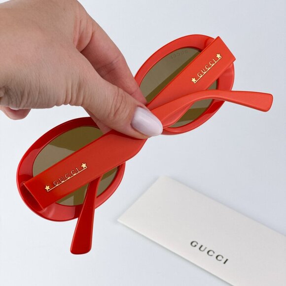 Gucci GG1587S 003 BRAND NEW Sunglasses Orange Brown Women Oval main image 9